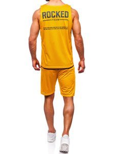 Σετ ανδρικο t-shirt + σορτς Bolf κιτρινο 100780