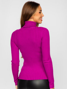 Φούξια ραβδωτό γυναικείο πουλόβερ ζιβάγκο Bolf 5809