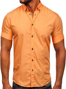 πουκαμισο ανδρικο με κοντα μανικια πορτοκαλι Bolf 5528