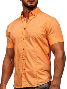 πουκαμισο ανδρικο με κοντα μανικια πορτοκαλι Bolf 5528