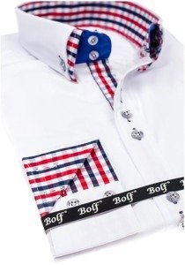 Koszula męska elegancka z długim rękawem biała Bolf 0926