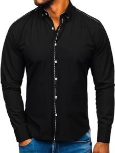 Koszula męska elegancka z długim rękawem czarna Bolf 6920