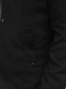 Μονοπετο παλτο ανδρικο με ψηλο γιακα μαυρο Bolf 8853