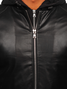 Μαύρο δερμάτινο μπουφάν bomber ανδρικό Bolf 11Z8004