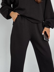 Γυναικεία αθλητική φόρμα 2 τεμαχίων με κουκούλα από βούτυρο Μαύρος Bolf 525