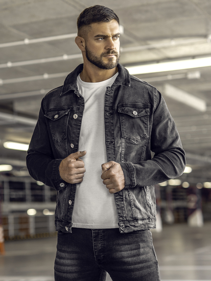 Μαύρο τζιν ανδρικό μπουφάν Bolf 200A