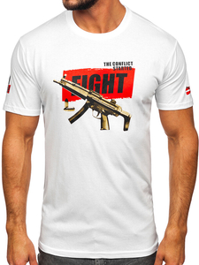 Ανδρικό λευκό βαμβακερό μπλουζάκι Bolf 14709