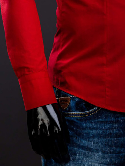 Ανδρικό κομψό μακρυμάνικο πουκάμισο Κόκκινος Bolf 1703A