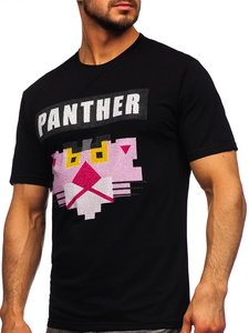 Μαυρο T-shirt ανδρικο με σταμπα i aplikacjami Bolf 192380