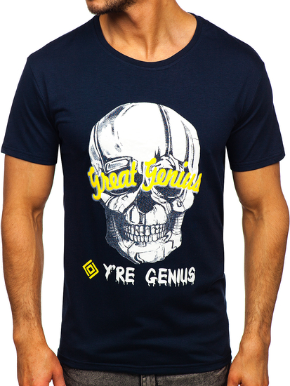 Ναυτικο μπλε T-shirt ανδρικο με σταμπα Bolf Y70012