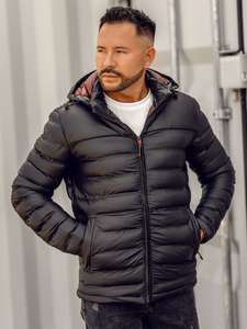 Μαύρο καπιτονέ ανδρικό χειμωνιάτικο μπουφάν Bolf 22M326
