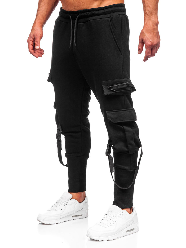 Μαύρο combat παντελόνι ανδρικό joggers φούτερ Bolf 6582