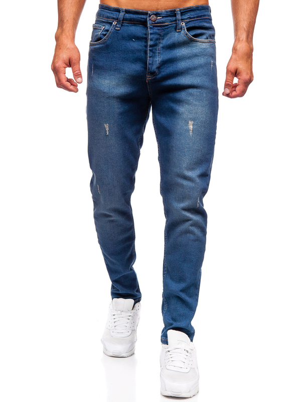 Σκούρο μπλε παντελόνια τζιν ανδρικά slim fit Bolf 6518