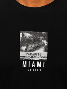 Μαύρο βαμβακερό ανδρικό t-shirt με στάμπα Bolf MPO3500