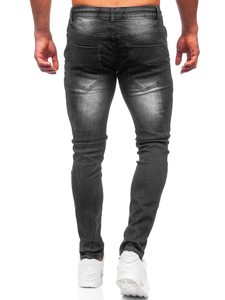 Μαύρο ανδρικό τζιν παντελόνι regular fit Bolf MP004N
