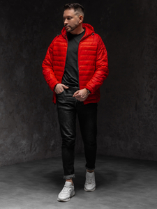 Κόκκινο ανδρικό καπιτονέ μεταβατικό μπουφάν Bolf 13021A1