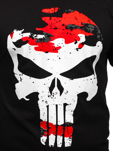 Ανδρικό μπλουζάκι με στάμπα Μαύρος-Κόκκινος Bolf 2098