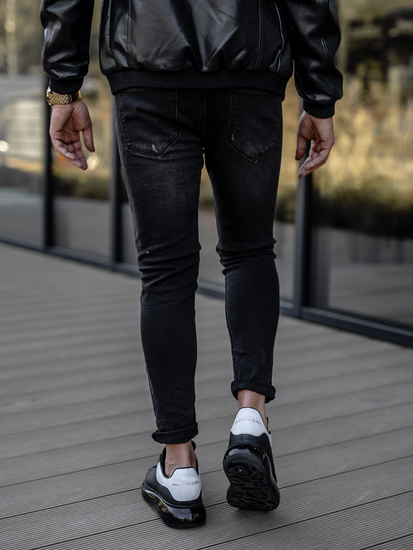 Μαύρο ανδρικό τζιν παντελόνι regular fit Bolf TF098