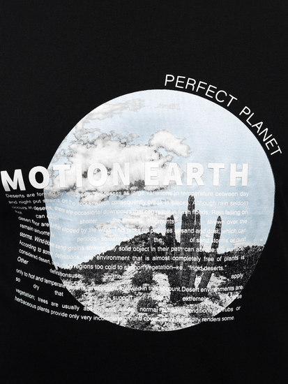 Μαύρο βαμβακερό ανδρικό t-shirt με στάμπα Bolf MPO3466