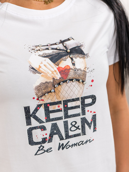 Λευκό γυναικείο t-shirt με στάμπα Bolf 95T2502