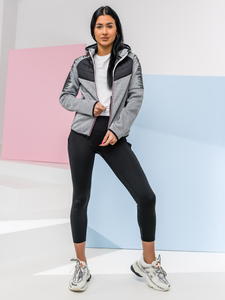 Γυναικείο ελαφρύ μπουφάν με κουκούλα Γκρί Bolf KSW4007