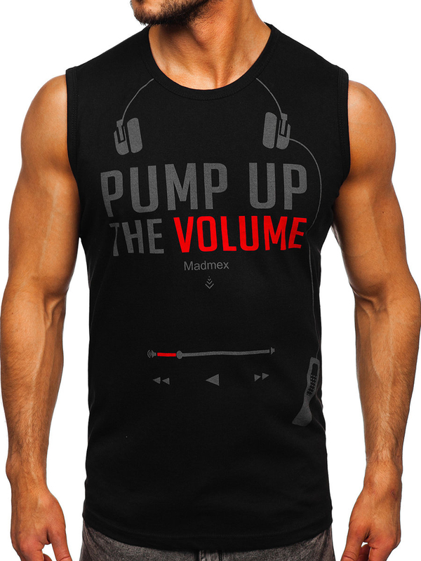 Μαυρο μπλουζακι tank top με σταμπα Bolf 14815