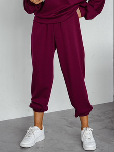 Γυναικεία αθλητική φόρμα 2 τεμαχίων με κουκούλα από βούτυρο Κόκκινο κρασί Bolf 525