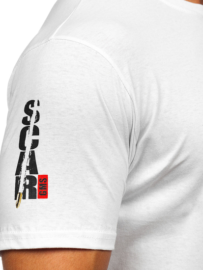 Ανδρικό λευκό βαμβακερό μπλουζάκι Bolf 14709