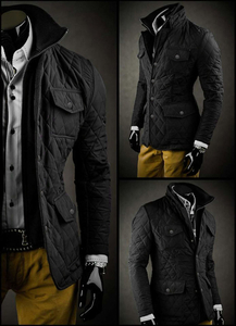 Μαύρο κομψό ανδρικό καπιτονέ μπουφάν Bolf 802A