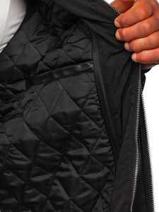 Μαύρο δερμάτινο μπουφάν bomber ανδρικό Bolf 11Z8004