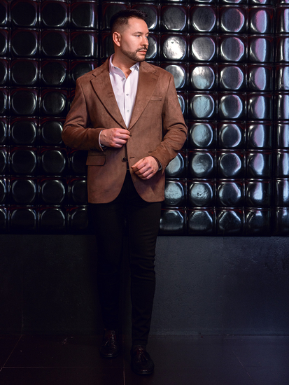 Ανδρικό βελούδινο σακάκι Καστανός Bolf 24410