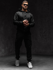 Μαυρο  Φουτερ ανδρικο με κουκουλα Bolf 2008