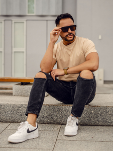 Ανδρικό μπλουζάκι Βασικός βαμβακερό Μπεζ Bolf 192397A