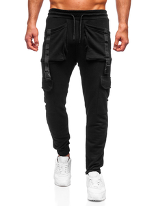 Μαύρο combat παντελόνι ανδρικό joggers φούτερ Bolf 6584