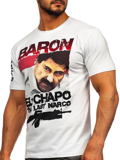 Λευκο T-shirt ανδρικο με εφαρμογες Bolf 192378