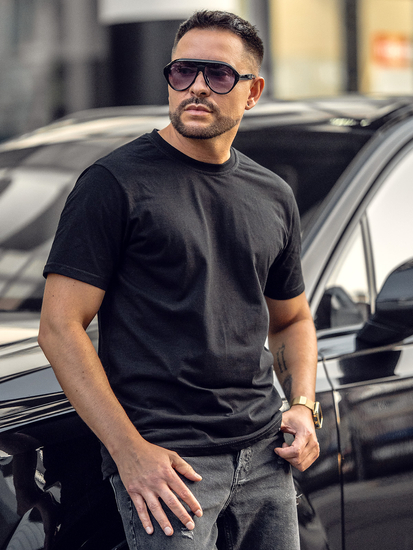 Ανδρικό μπλουζάκι Βασικός βαμβακερό Μαύρος Bolf 14291A