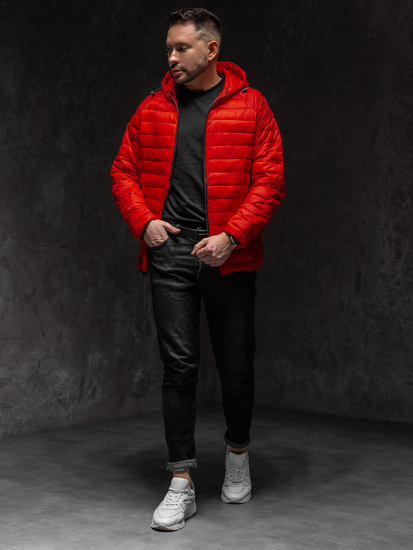 Κόκκινο ανδρικό καπιτονέ μεταβατικό μπουφάν Bolf 13021A1