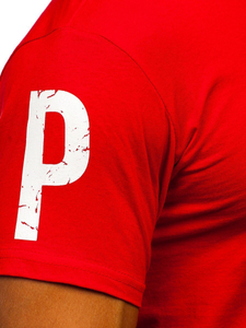 Ανδρικό μπλουζάκι με στάμπα από βαμβάκι Κόκκινος Bolf 1180