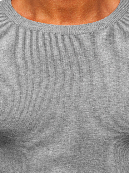 Γκρι βασικός ανδρικός πουλόβερ Bolf S8506