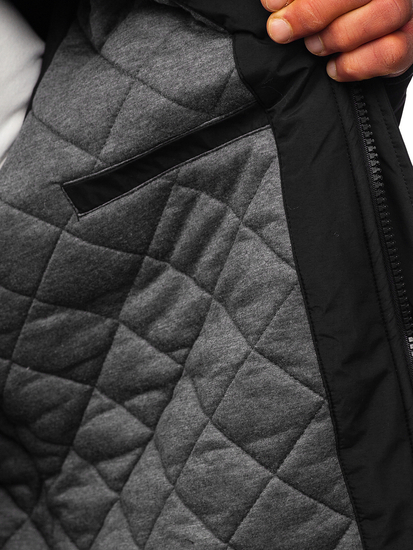 Μαύρο ανδρικό χειμερινό μπουφάν παρκά αλάσκα Bolf WX032