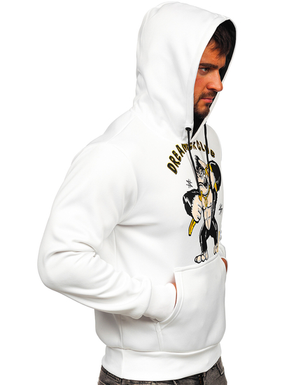 Λευκο με σταμπα φουτερ ανδρικο με κουκουλα Bolf HM563