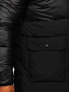 Μαύρο καπιτονέ ανδρικό μπουφάν χειμερινό Bolf 22M62