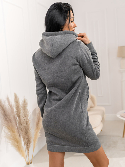 Γραφίτη μακρύ γυναικείο φούτερ με κουκούλα Bolf YS10005A2