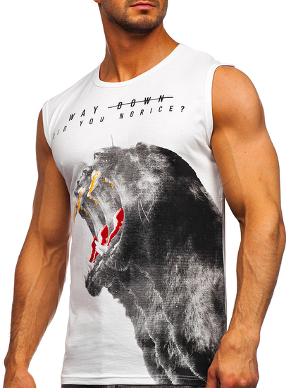 Λευκο μπλουζακι tank top με σταμπα Bolf 14808