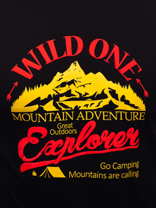 Μαύρο βαμβακερό ανδρικό t-shirt με στάμπα Bolf MPO3484