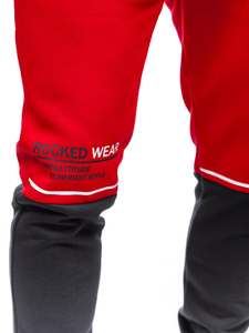 Κόκκινο ανδρικό παντελόνι φόρμας με στάμπα Bolf AM85A