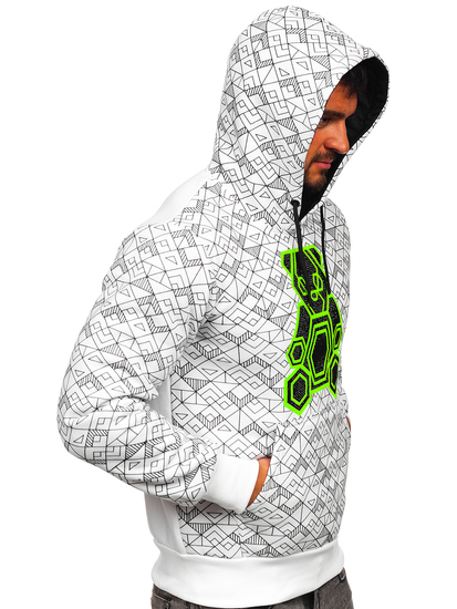 Λευκο με κουκουλα φουτερ ανδρικο με ζιρκονια Bolf HM566