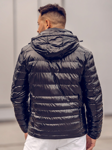 Μαύρο καπιτονέ αθλητικό ανδρικό μεταβατικό μπουφάν Bolf 2147A