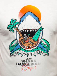 Λευκό βαμβακερό ανδρικό t-shirt με στάμπα Bolf MPO3460