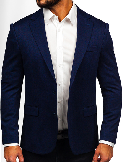 Σκούρο μπλε ανδρικό σακάκι casual Bolf 24401